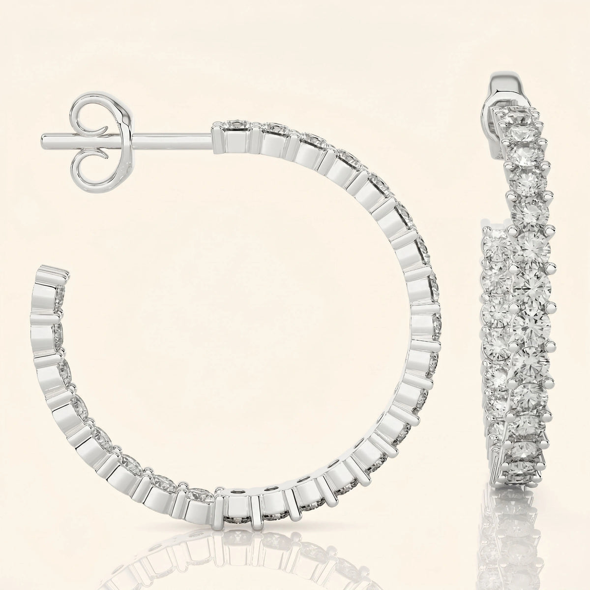 Boucles d'oreilles créoles à poussoir