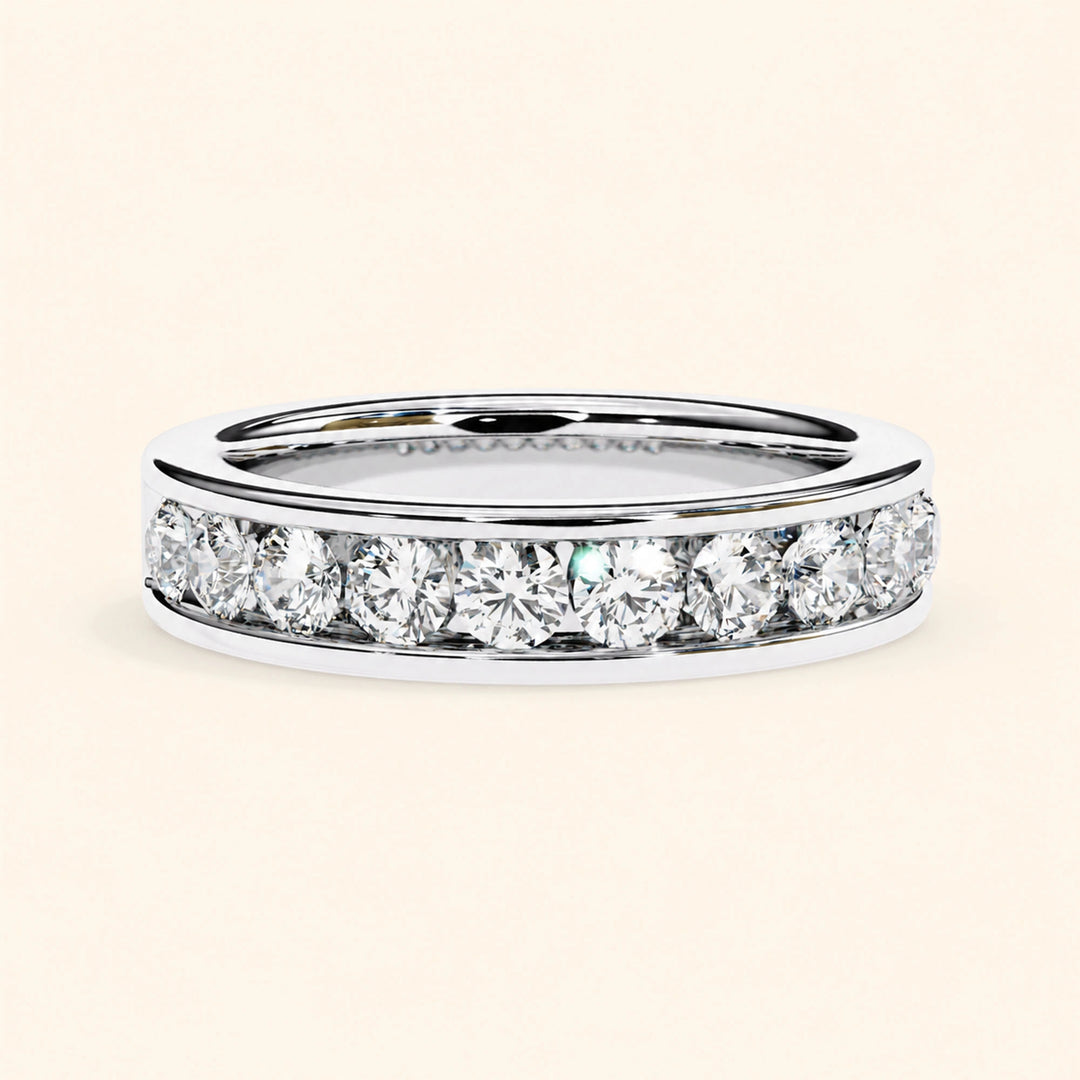 Front View Of Half Eternity Wedding Bands
