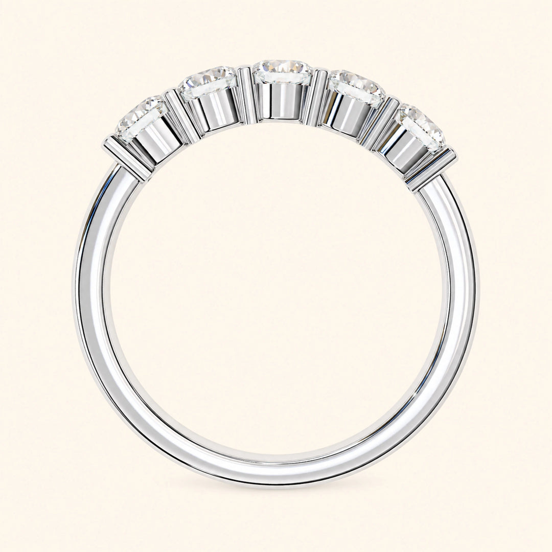 Back View Of 5 Stone Wedding Band