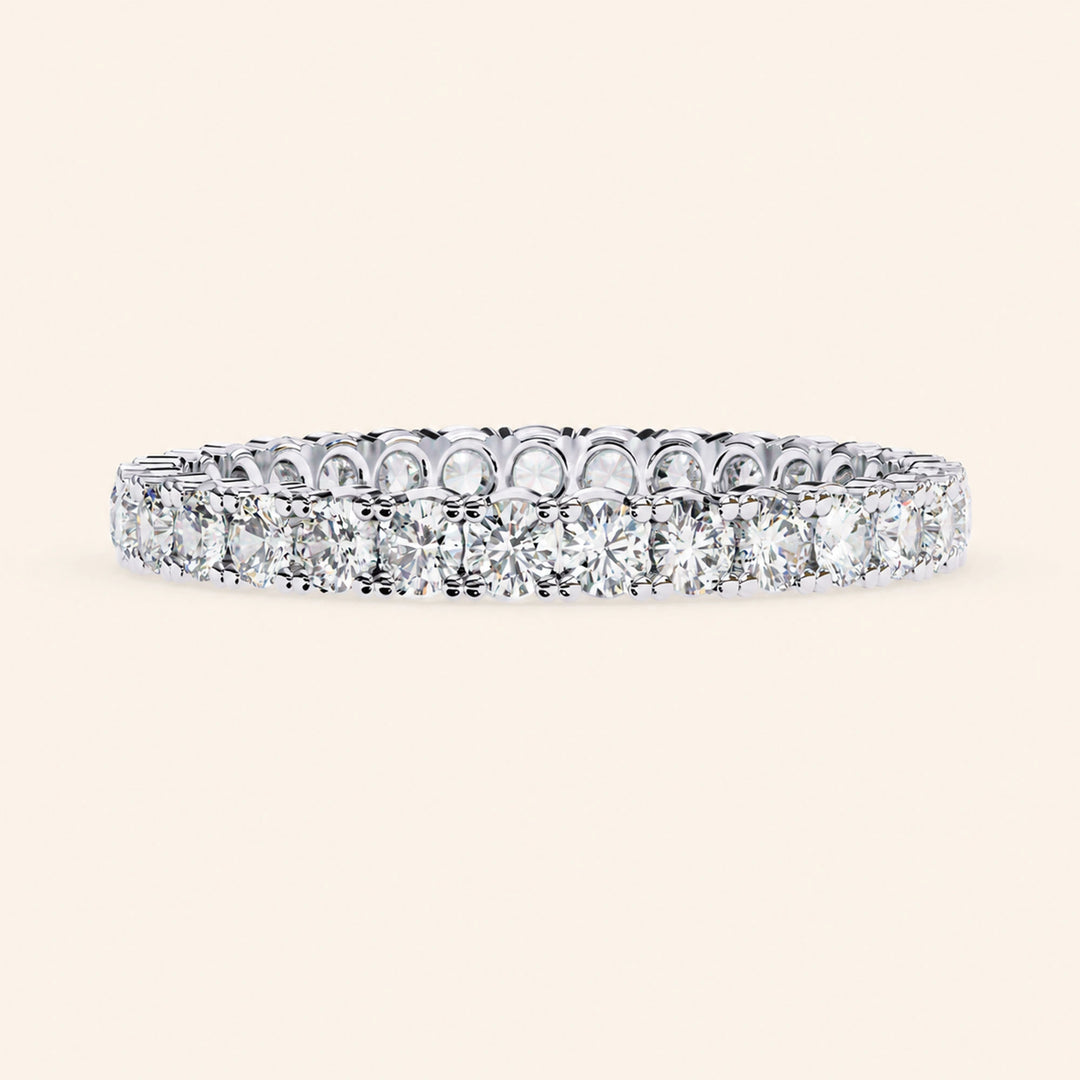 Angle View Of Round Shape Eternity Wedding Band