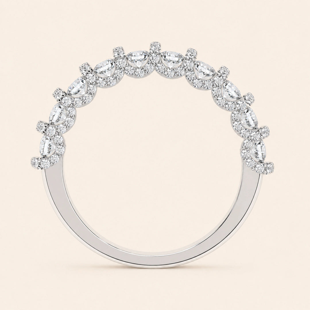 Back View Of Round Shape Half Eternity Wedding Band