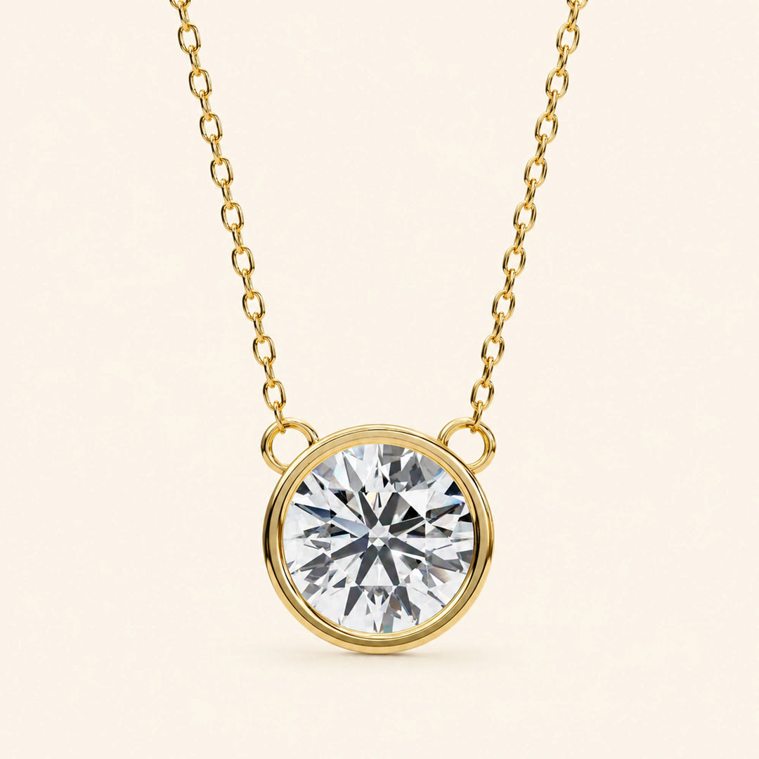 Round Cut Bezel Set Necklace