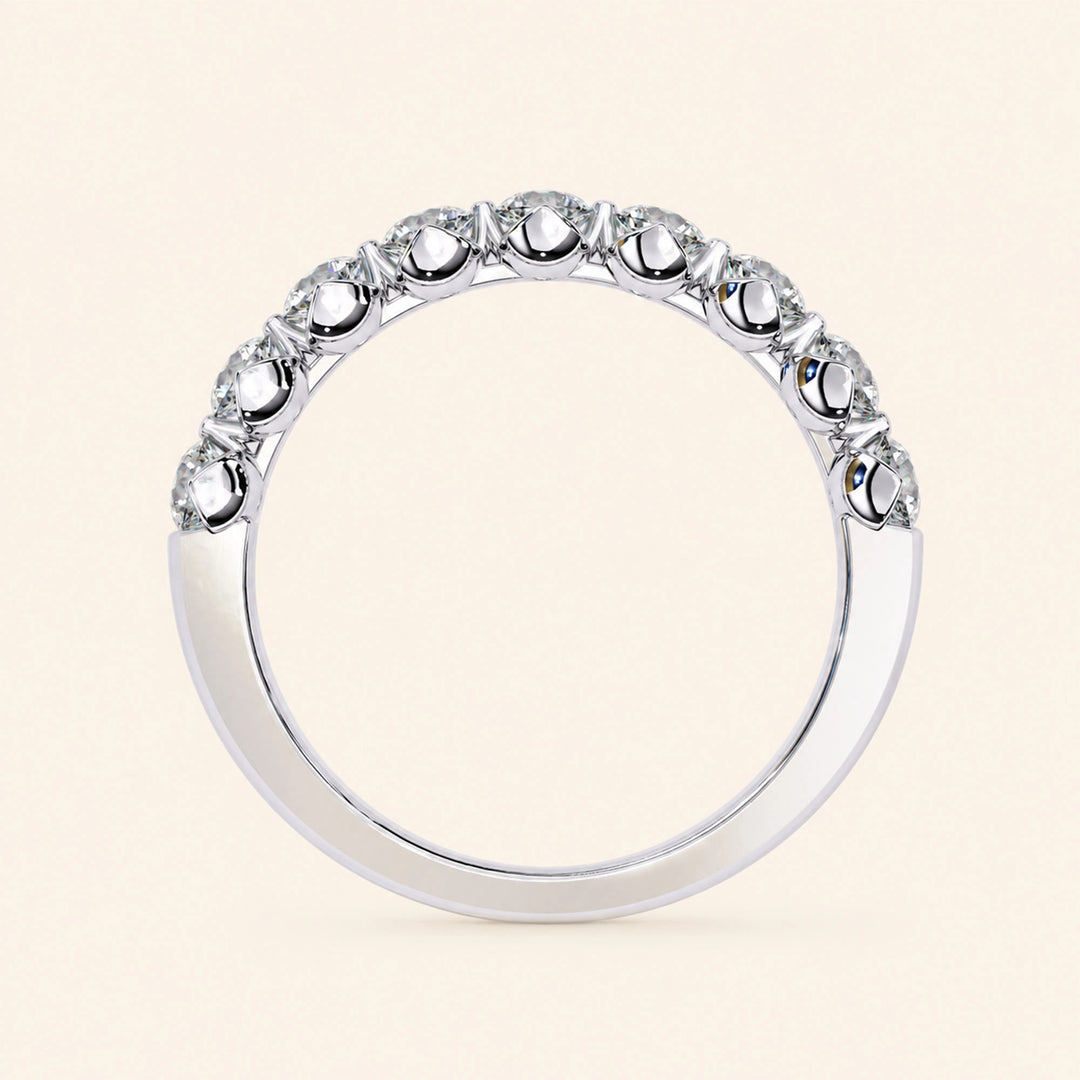 Back View Of Round Cut Half Eternity Wedding Band