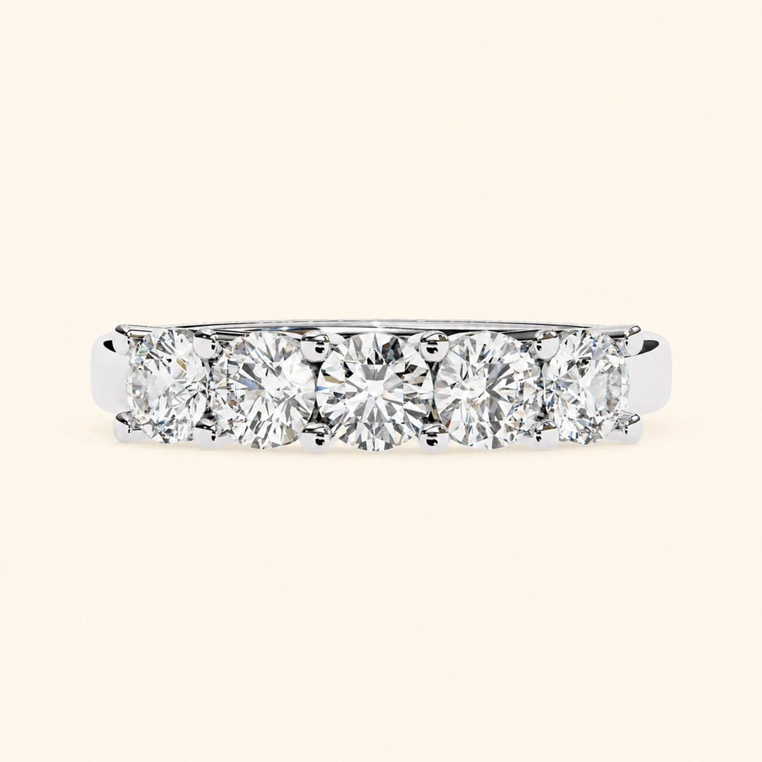 Front View Of 5 Stone Wedding Band