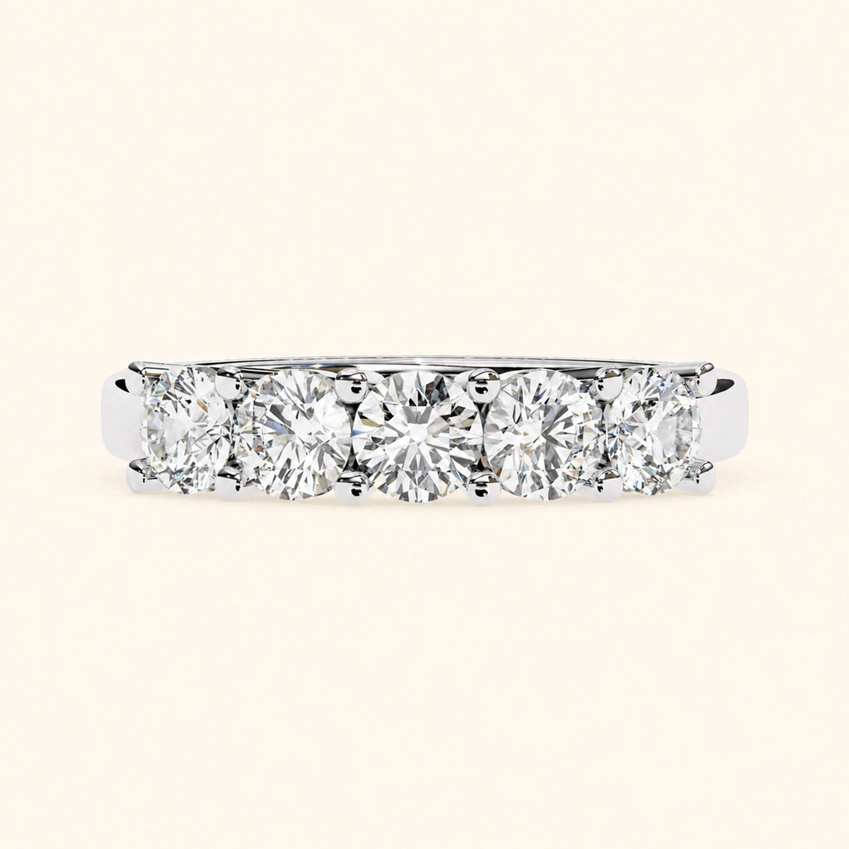 Front view of 5 stone wedding band