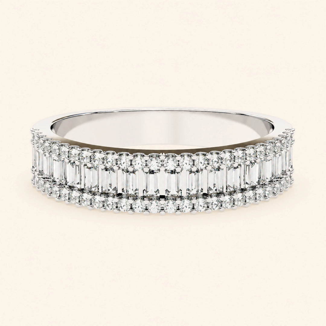 Front View Of Baguette Cut Wedding Band