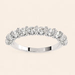Load image into Gallery viewer, Angle View Of Round Shape Half Eternity Wedding Band
