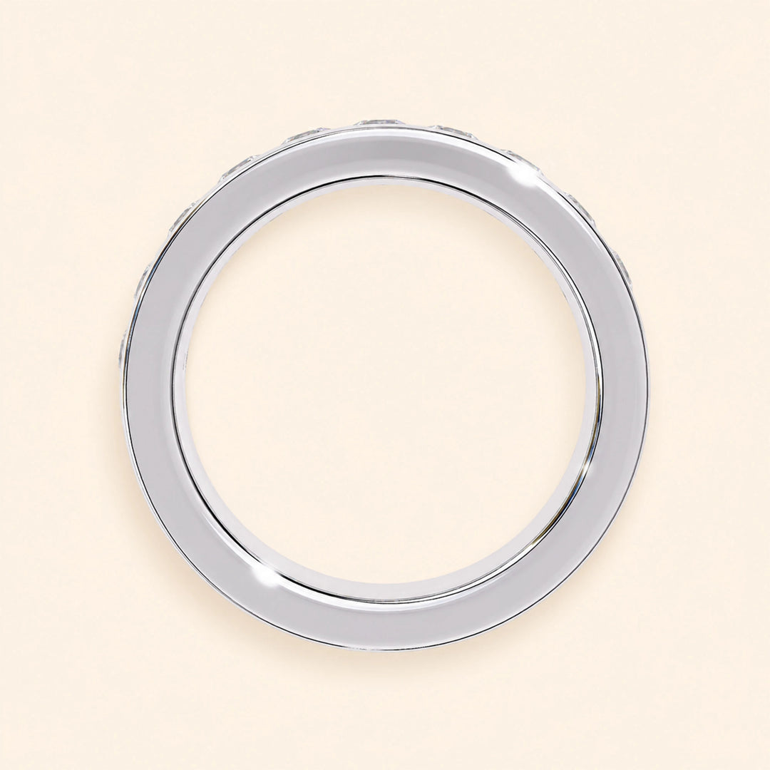 Back View Of Half Eternity Wedding Bands