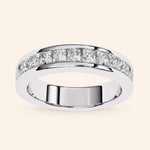 Load image into Gallery viewer, Angle View Of Princess Cut Half Eternity Wedding Band
