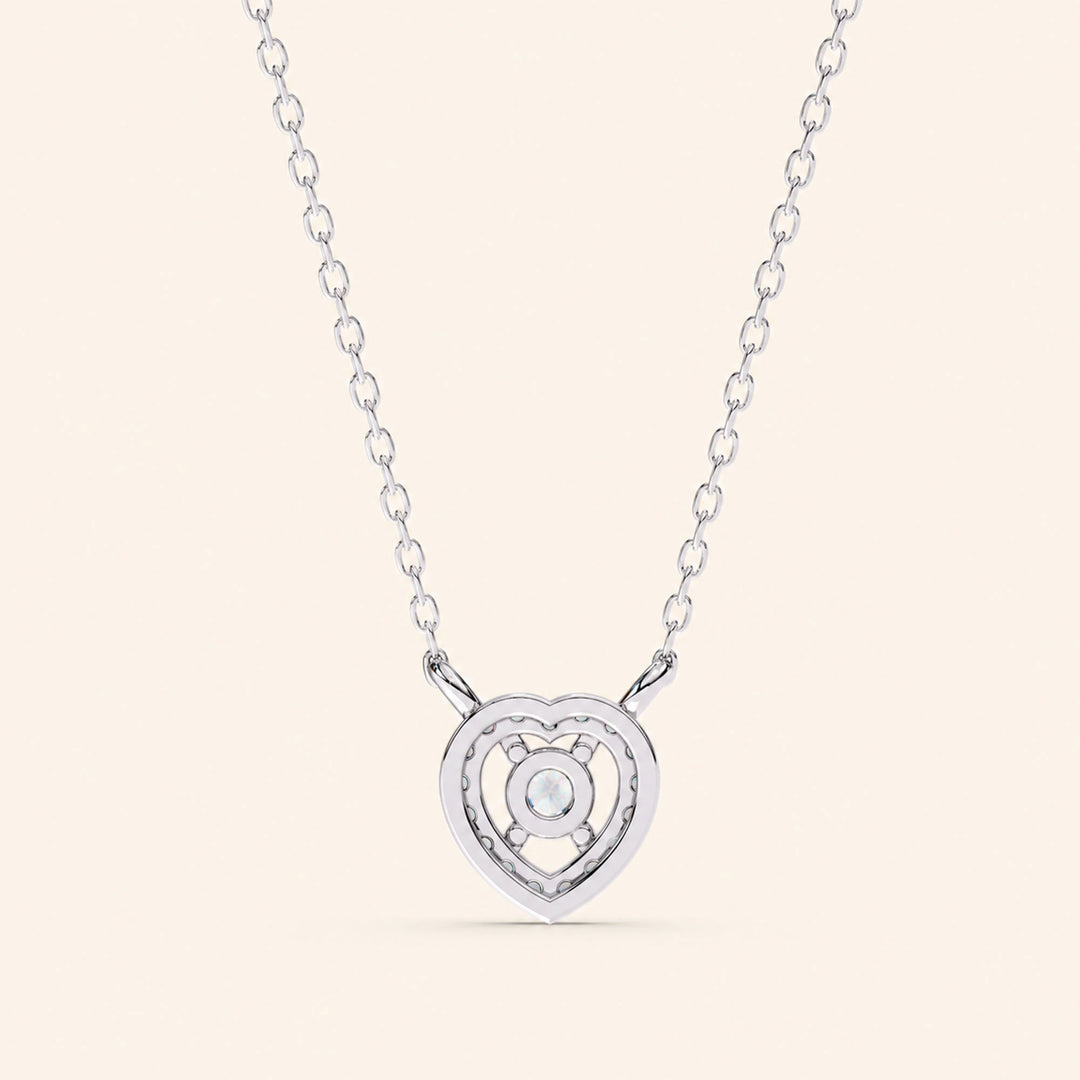 Back View Of Round Heart Halo Necklace