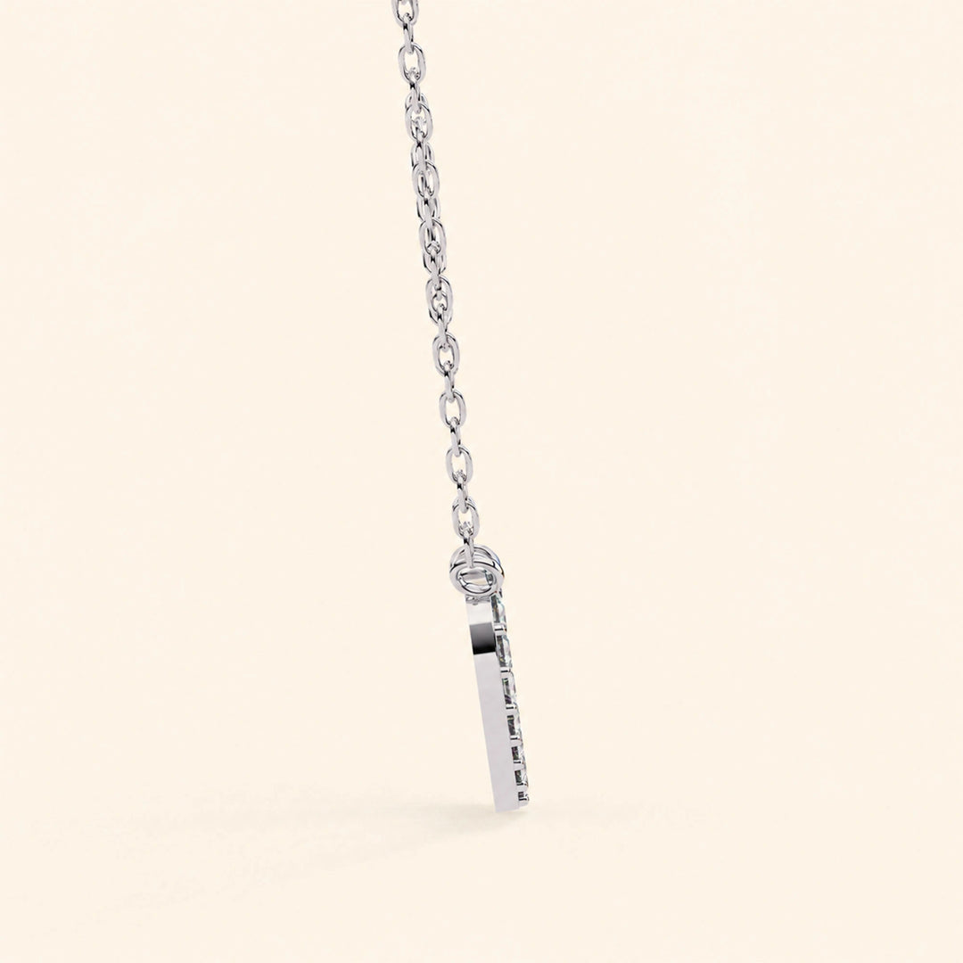Side View Of Heart Pave Set Necklace