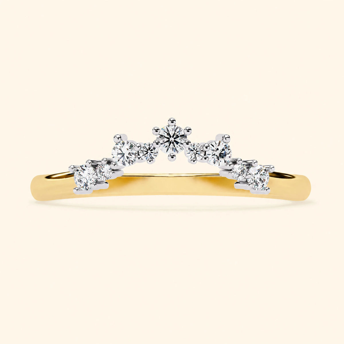 Front view of round wedding band