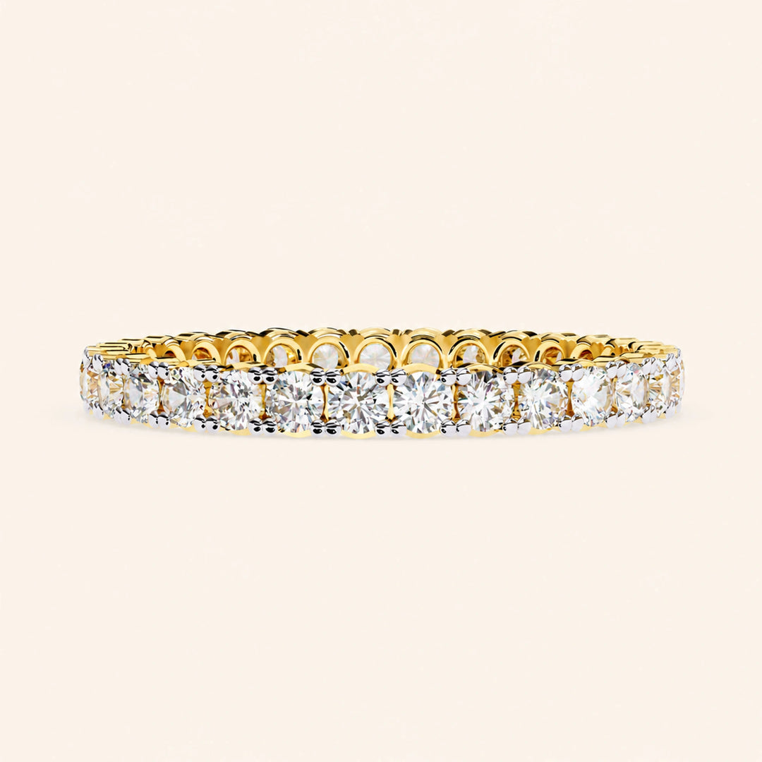 Angle View Of Round Shape Eternity Wedding Band