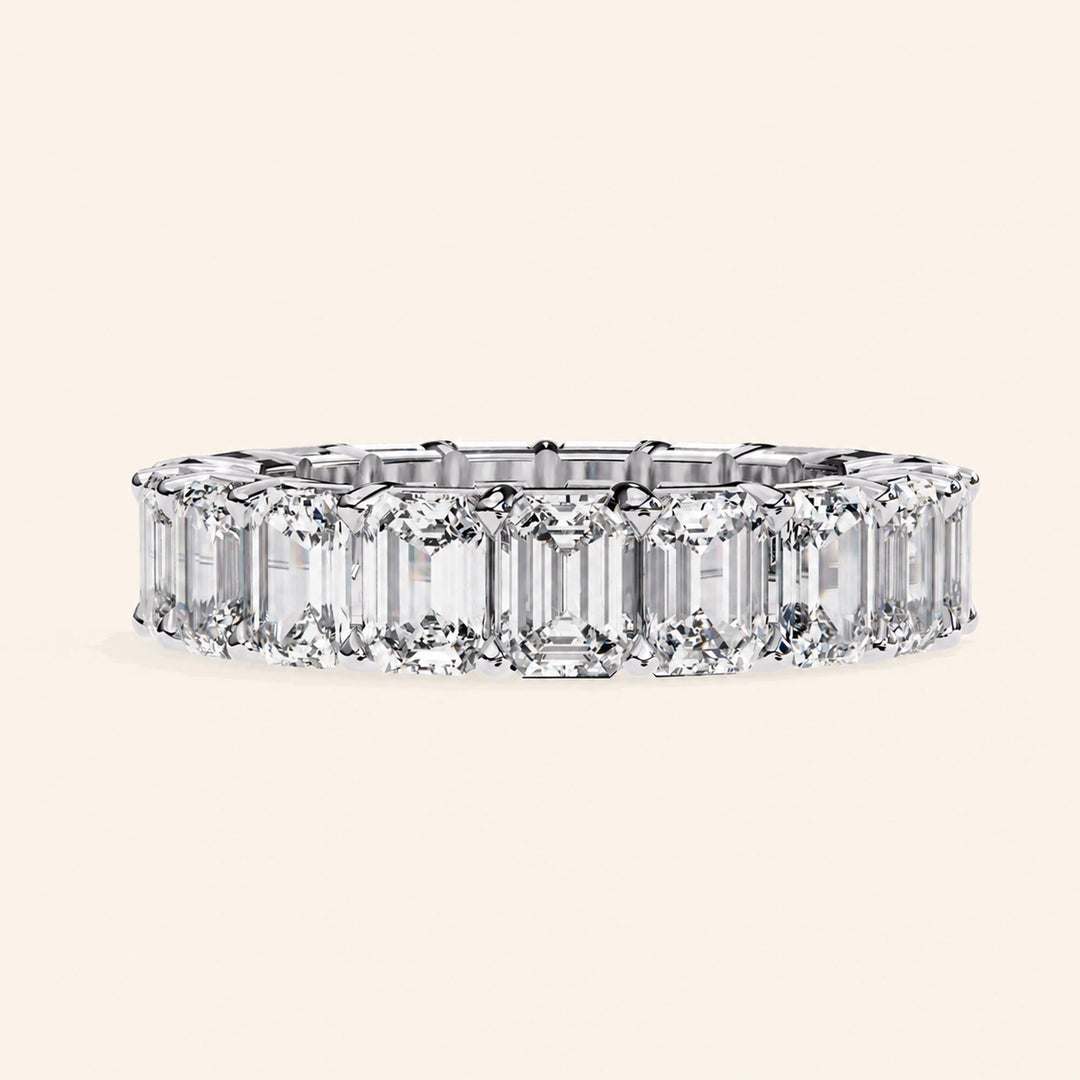 Front View Of Emerald Eternity Wedding Band