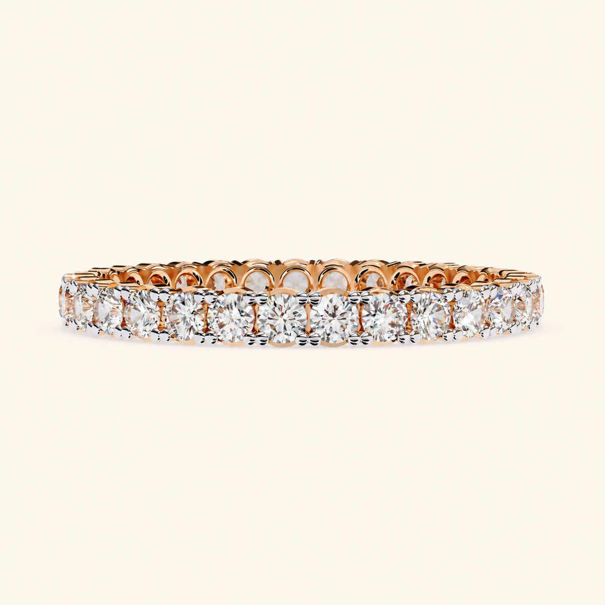 Front view of round shape eternity wedding band