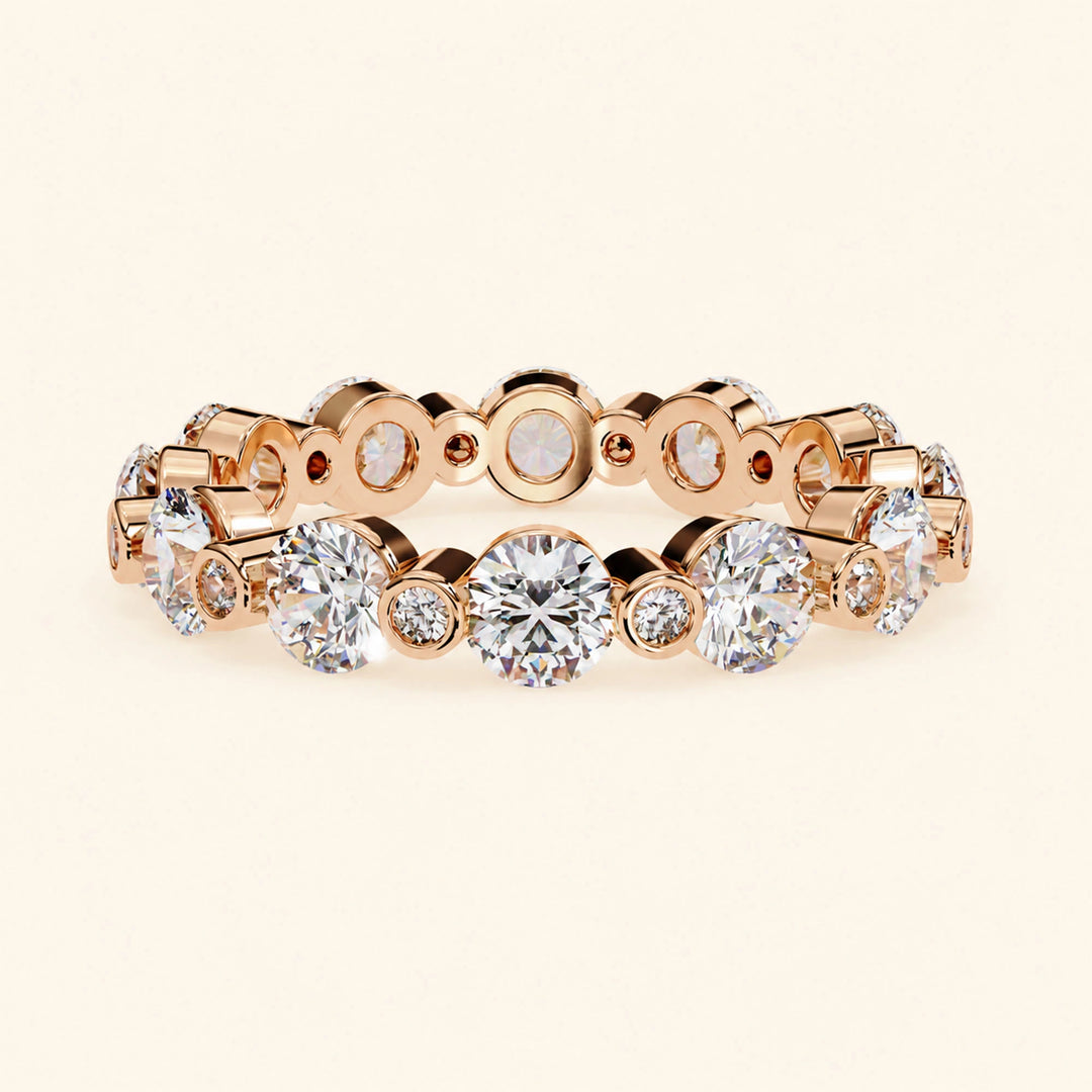 Front View Of Round Cut Eternity Wedding Band
