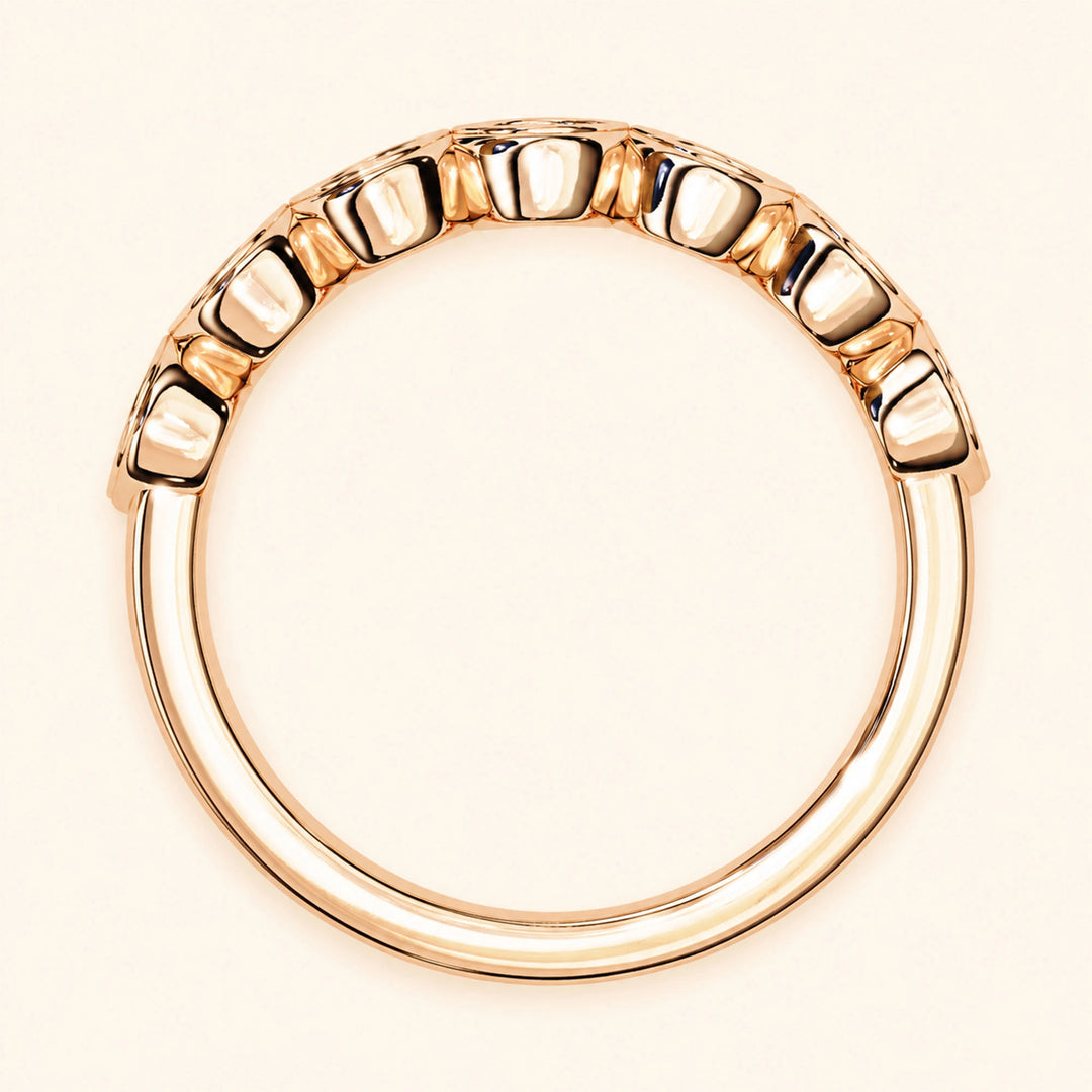 Back View Of Round Shape 7 Stone Wedding Band