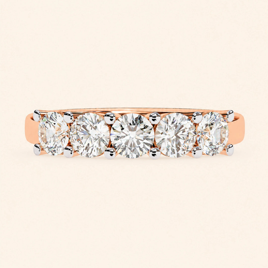 Front View Of 5 Stone Wedding Band