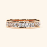 Load image into Gallery viewer, Front View Of Princess Cut Half Eternity Wedding Band

