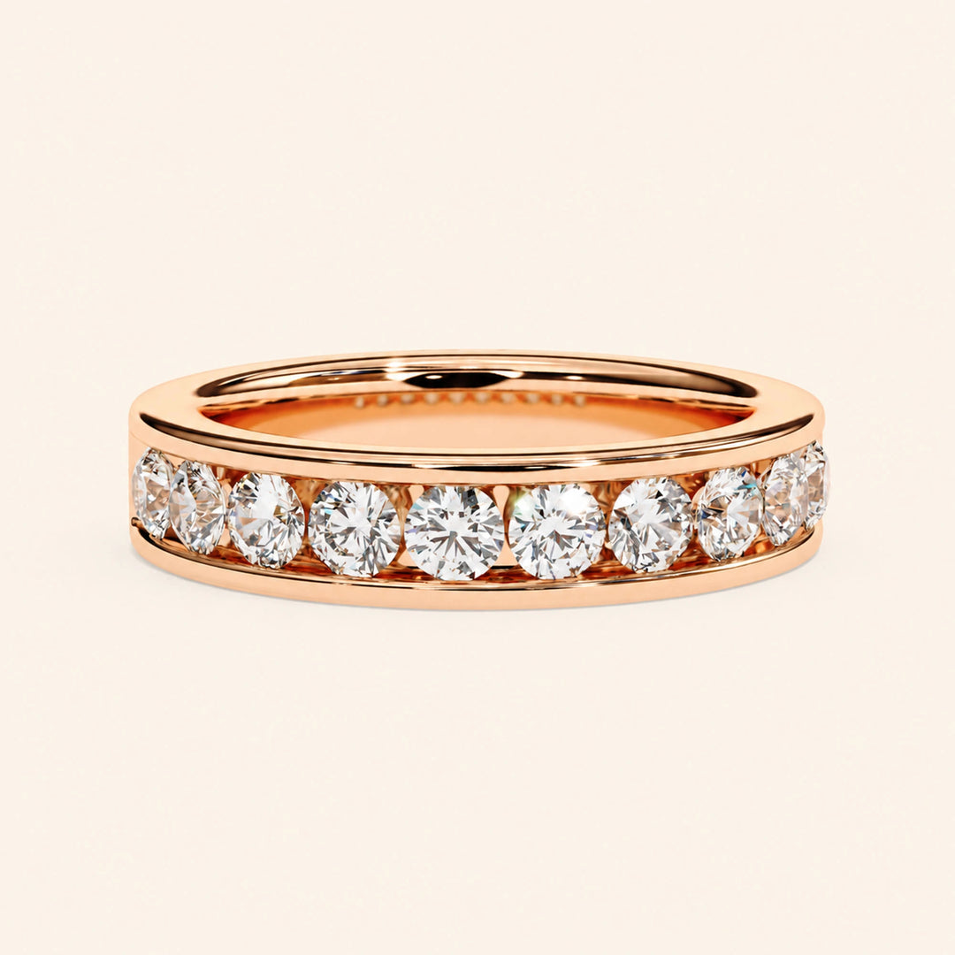 Front View Of Half Eternity Wedding Bands