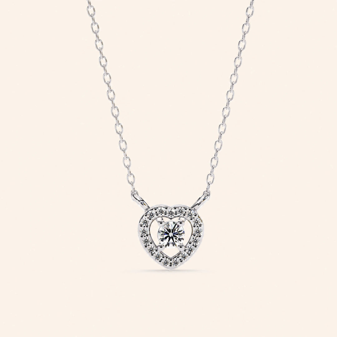 Front View Of Round Heart Halo Necklace