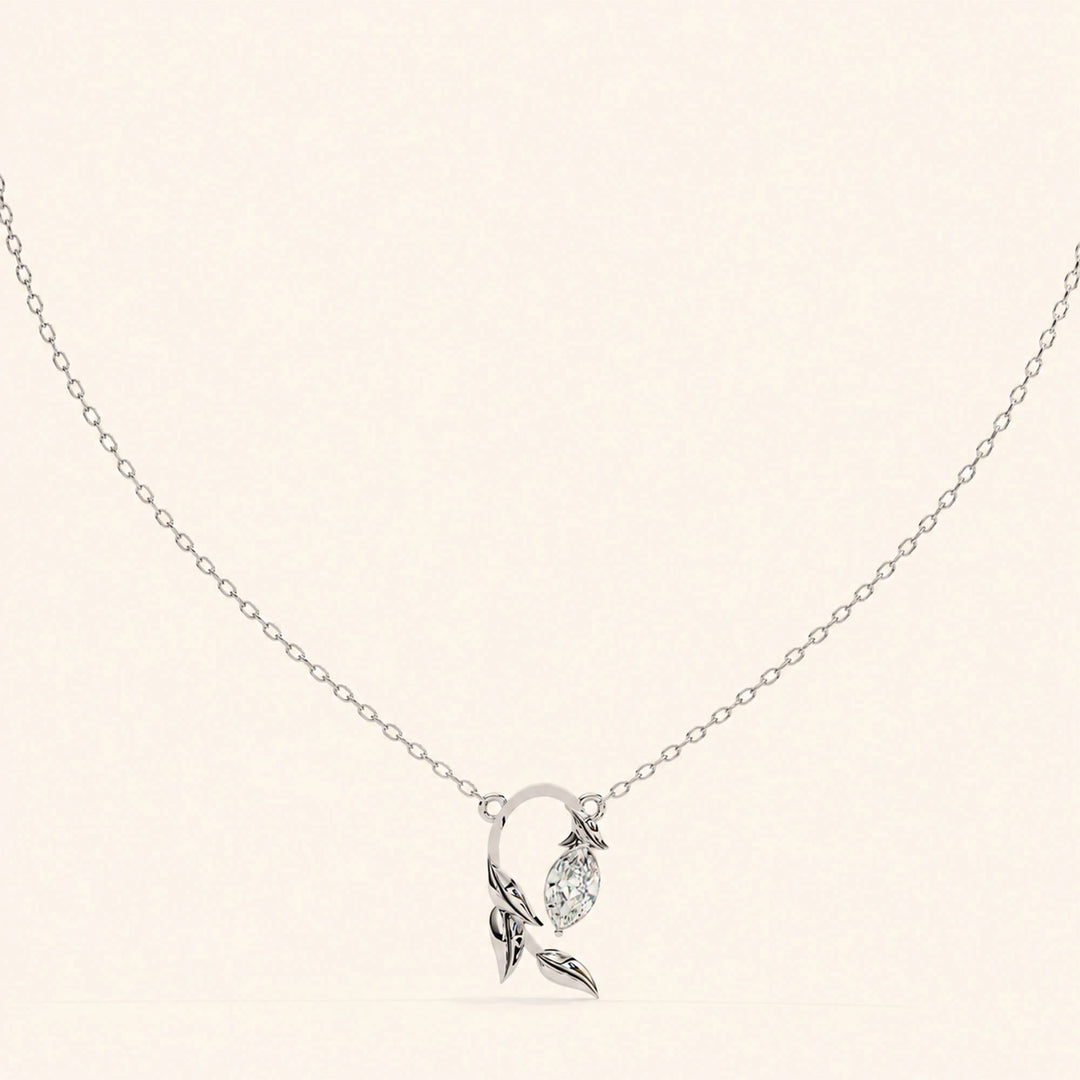 Front View Of Marquise Prong Set Necklace 