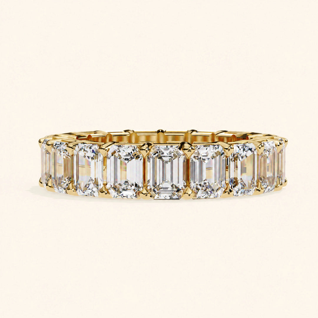 Front View Of Emerald Eternity Wedding Band
