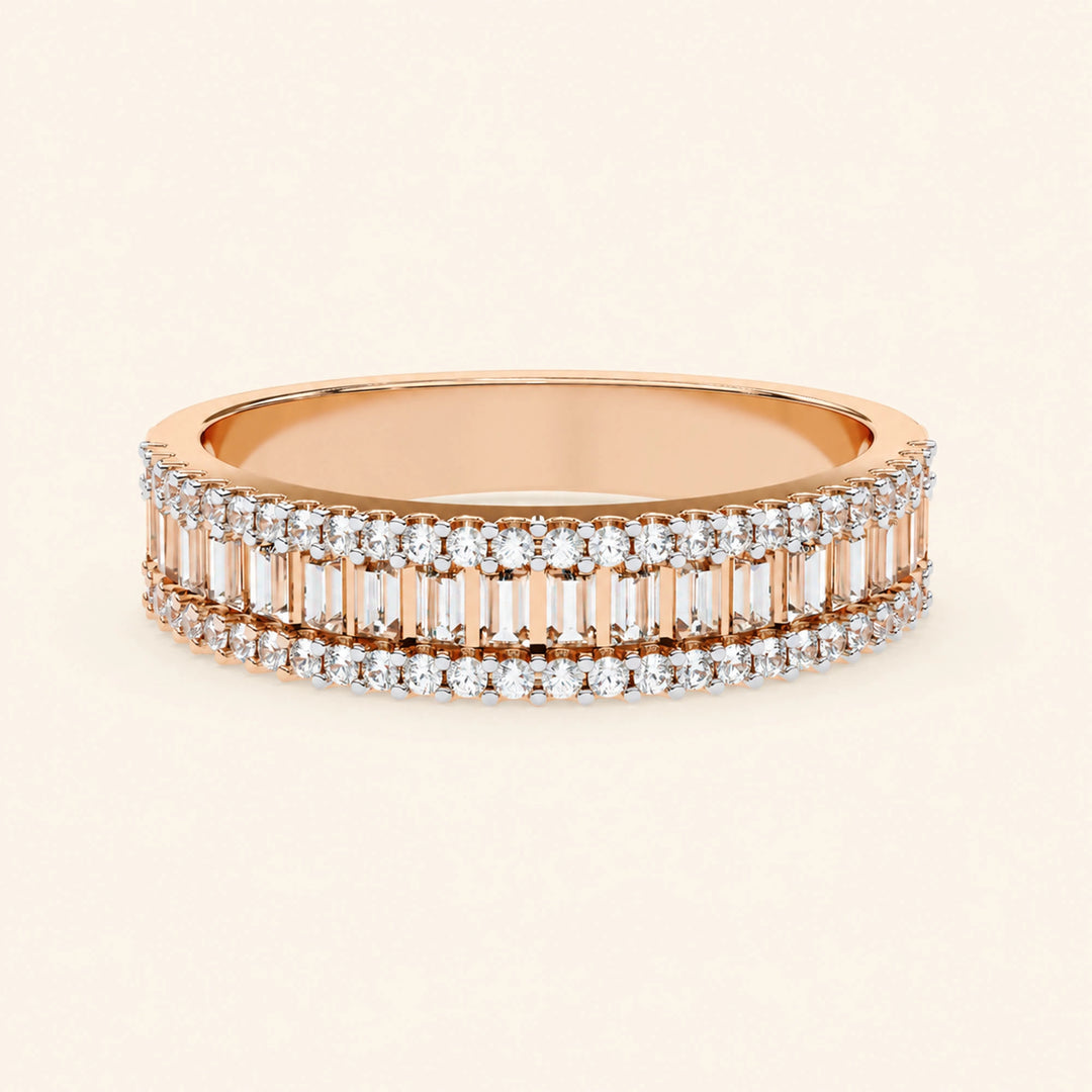 Front View Of Baguette Cut Wedding Band