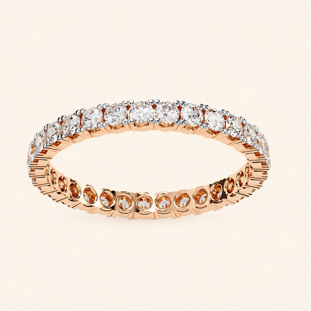 Angle View Of Round Shape Eternity Wedding Band