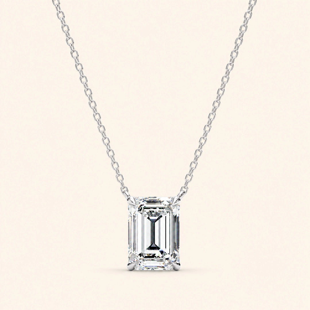 Front View Of Emerald Prong Set Necklace