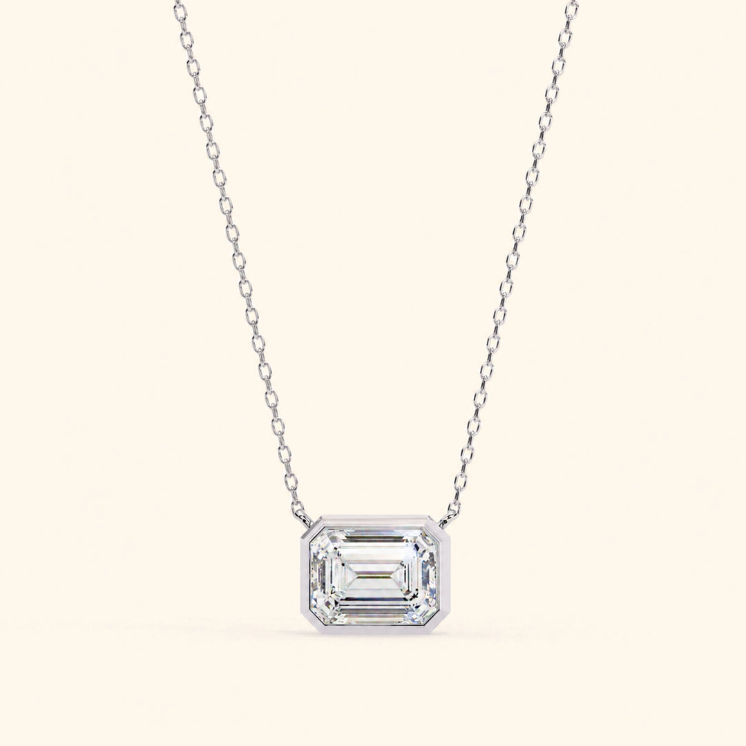 Emerald Cut Bezel Necklace