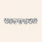Load image into Gallery viewer, Front View Of Round Cut Half Eternity Wedding Band
