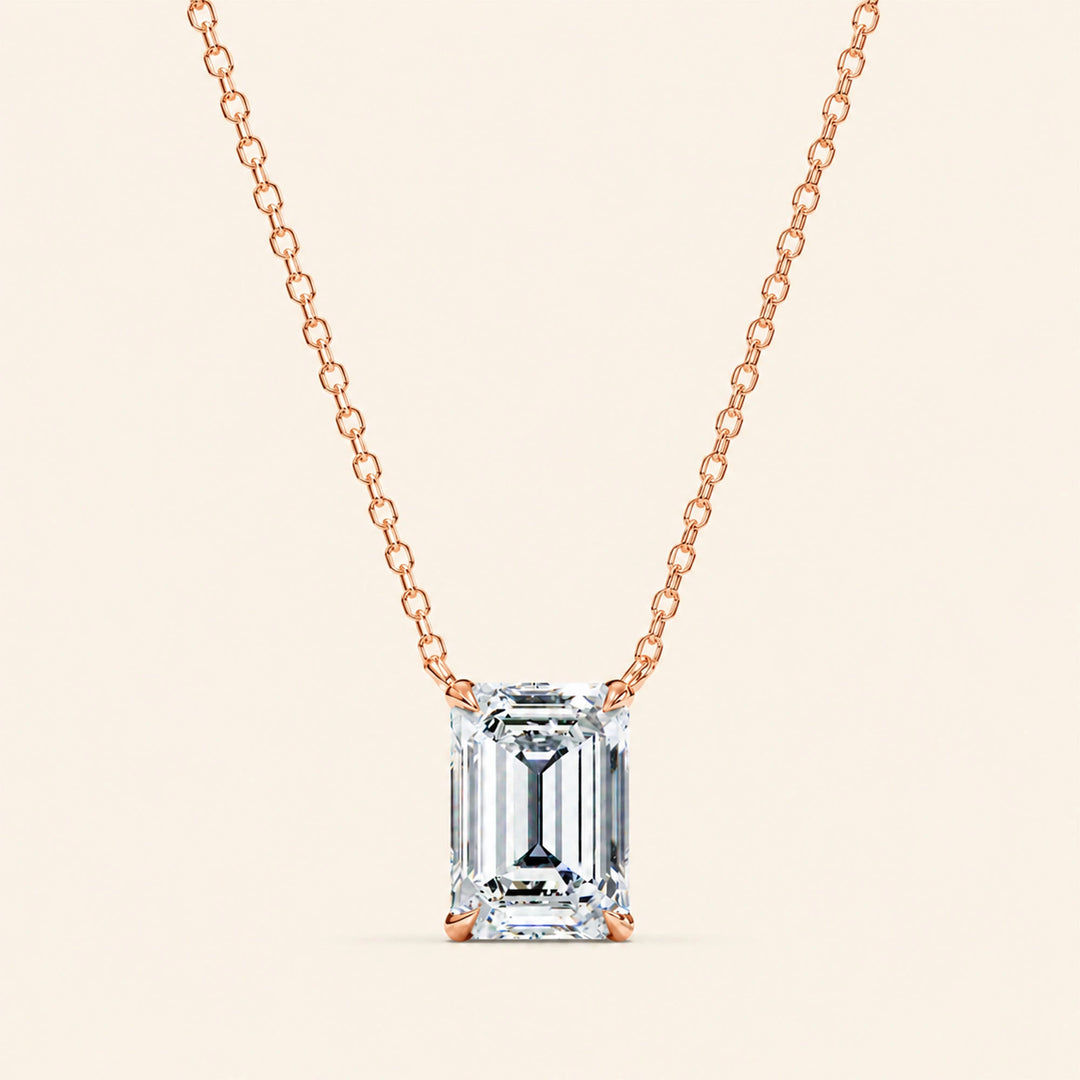 Front View Of Emerald Prong Set Necklace