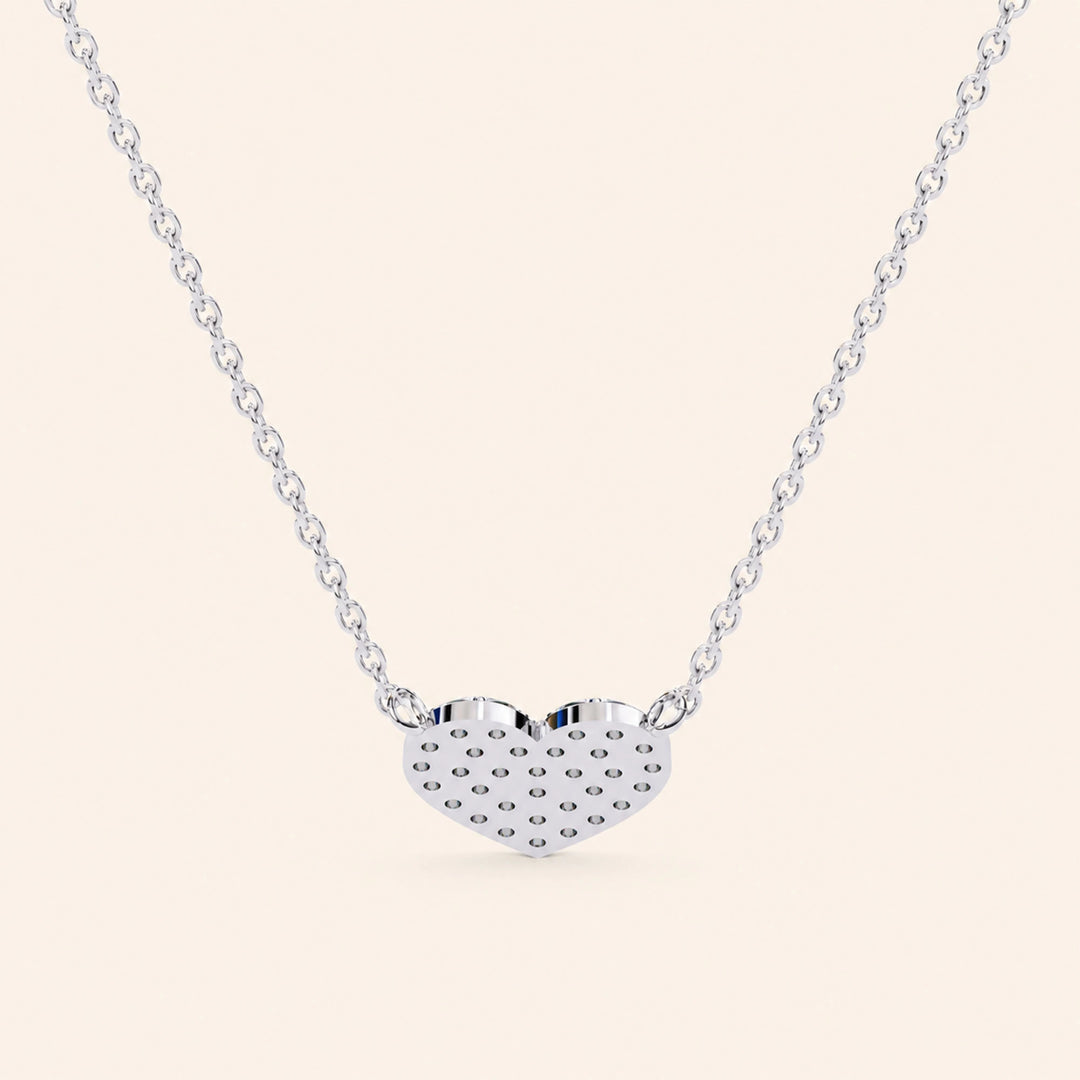 Back Angle View Of Heart Pave Set Necklace