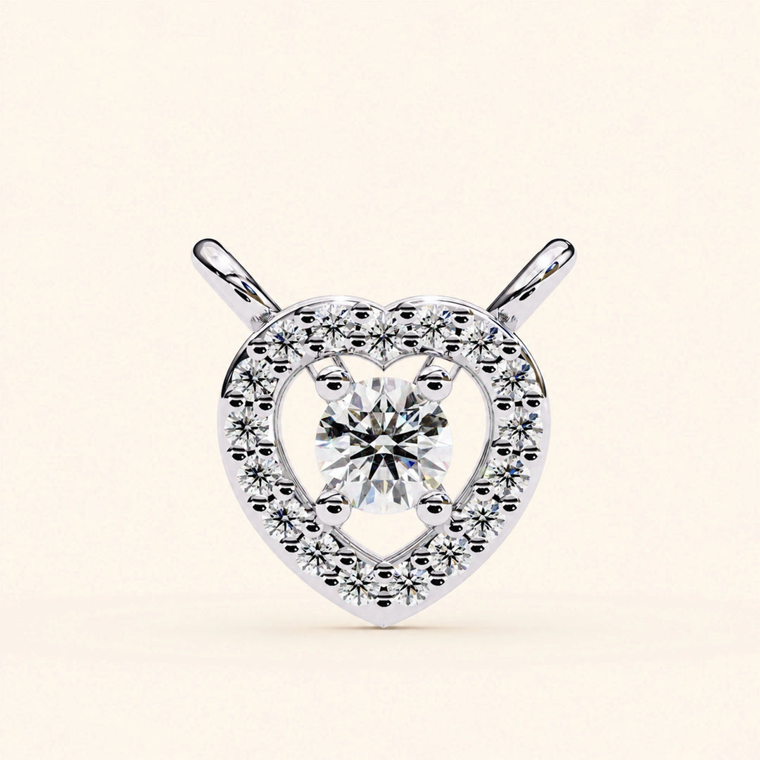 Round Heart Halo Necklace