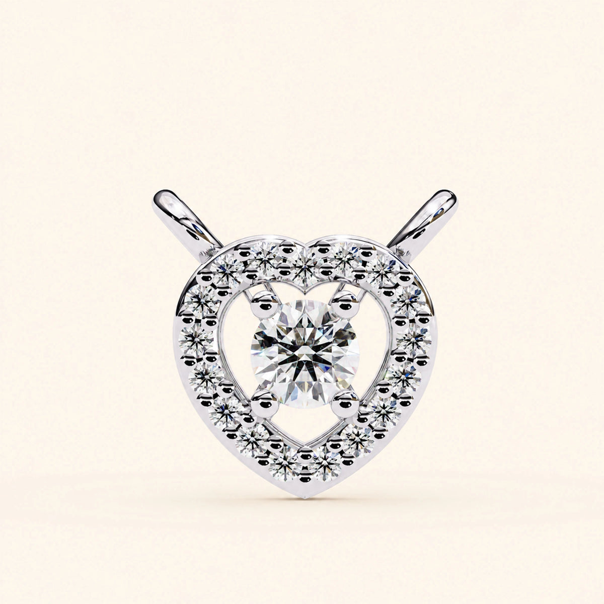 Round heart halo necklace