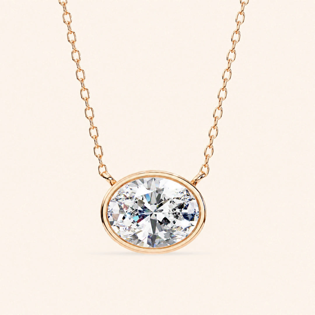 Oval Bezel Set Necklace