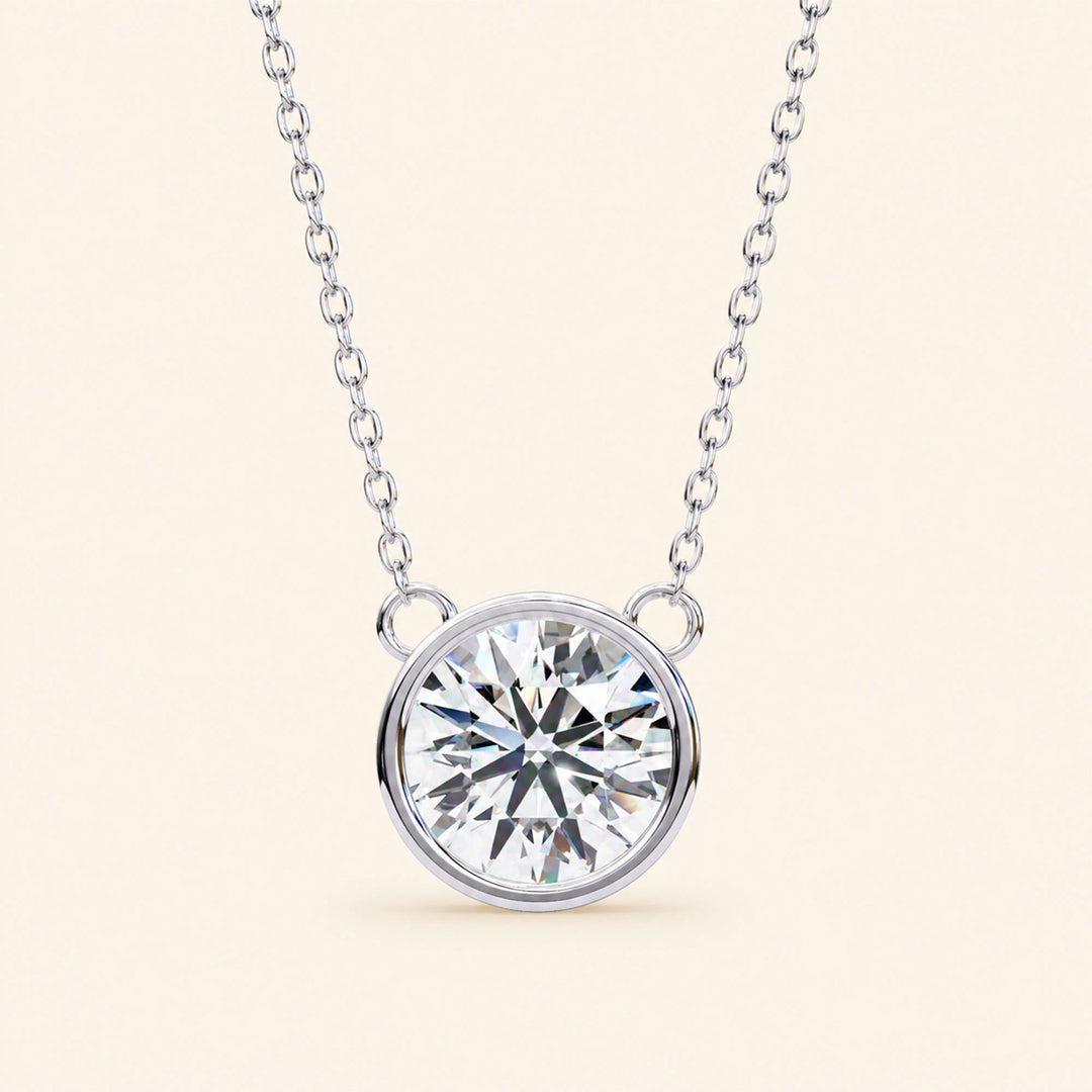 Round Cut Bezel Set Necklace