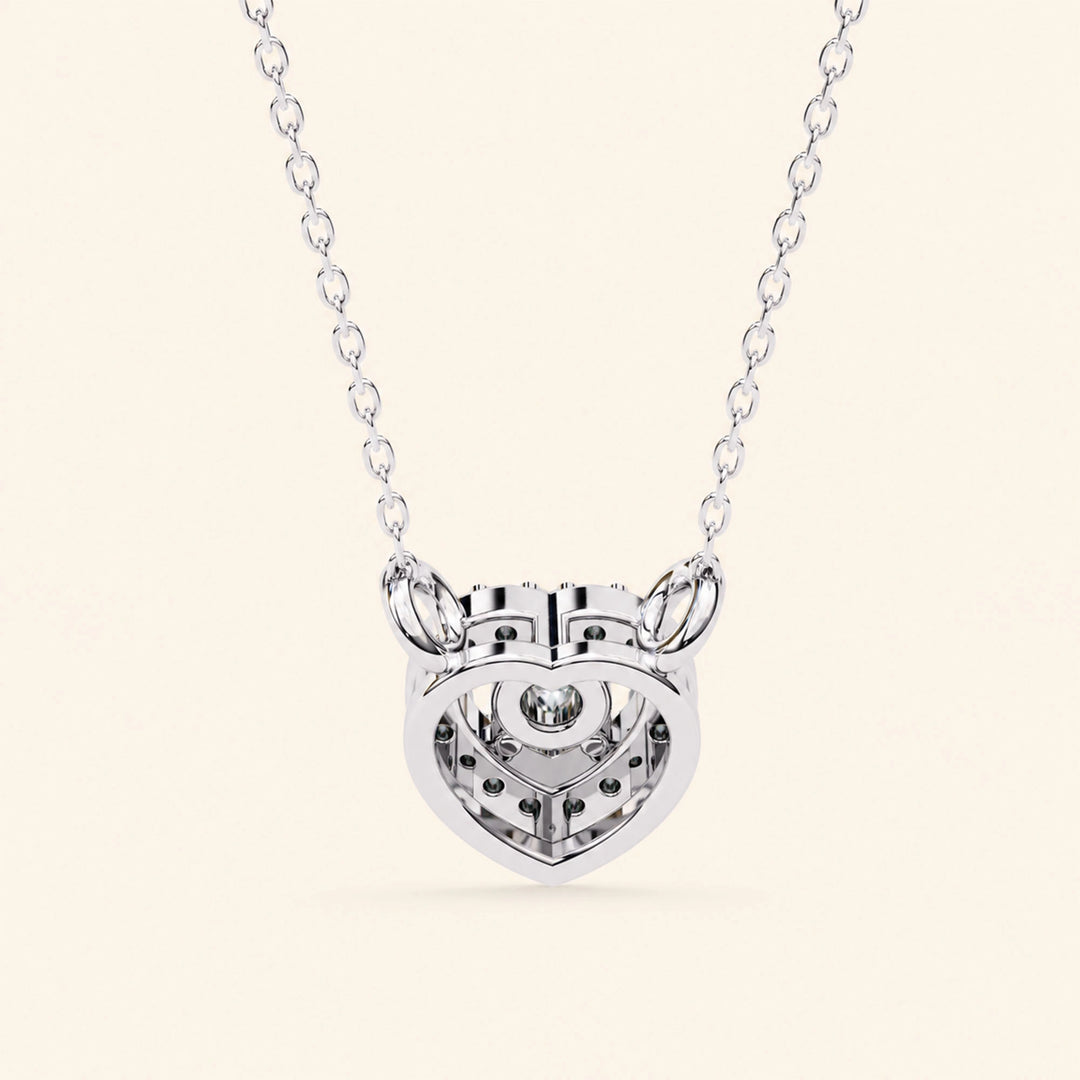 Back View Of Round Heart Halo Necklace