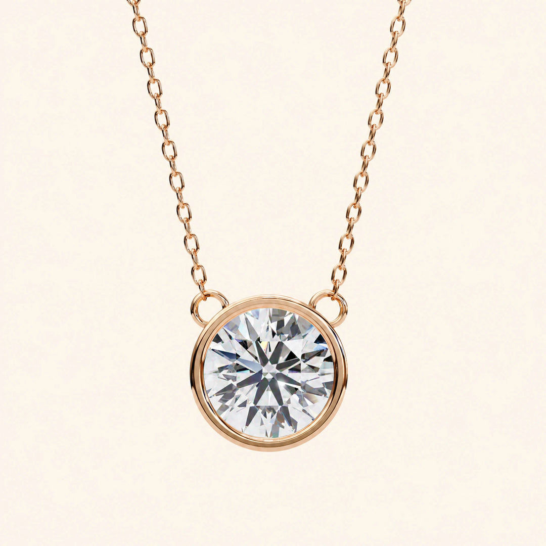 Round Cut Bezel Set Necklace