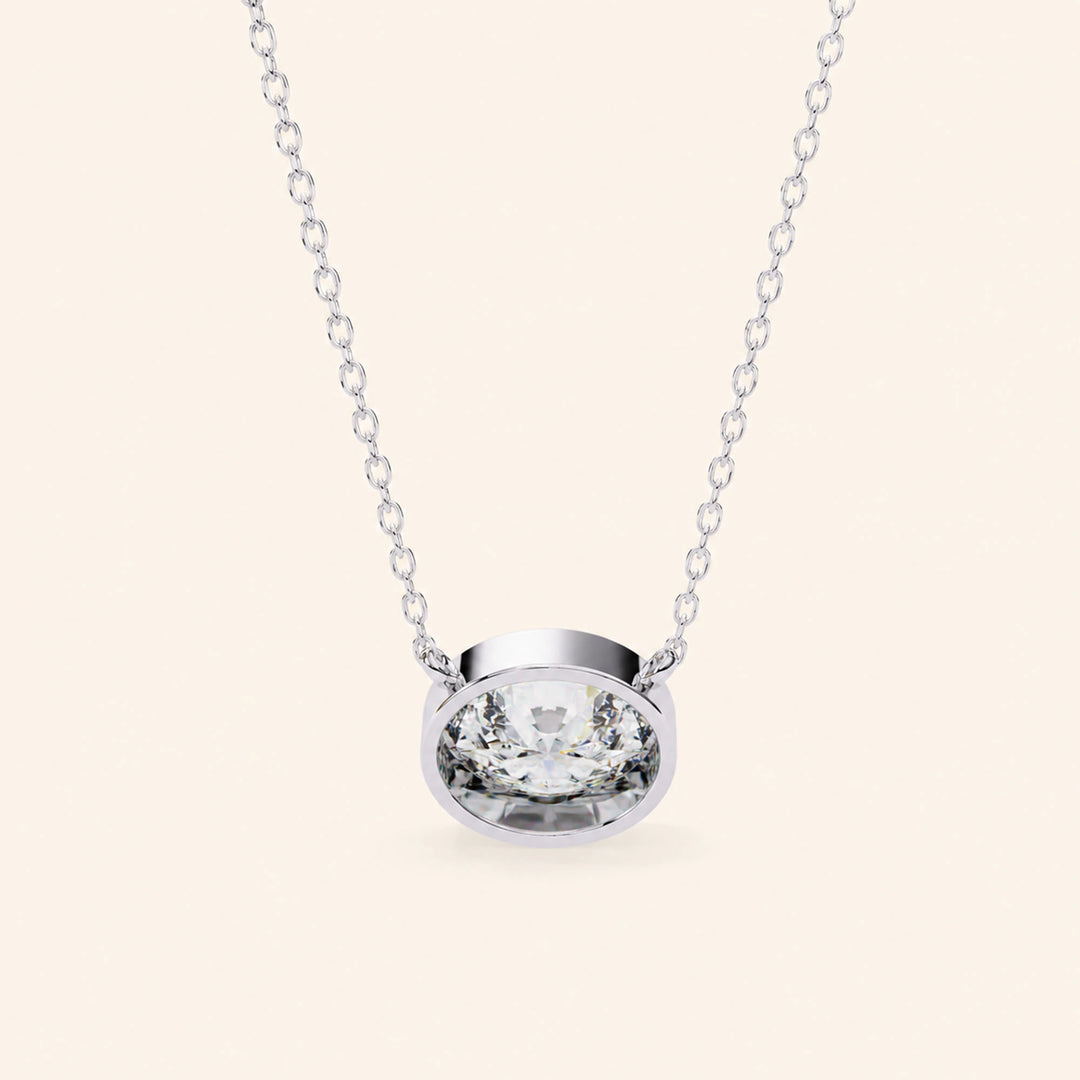 Oval Bezel Set Necklace