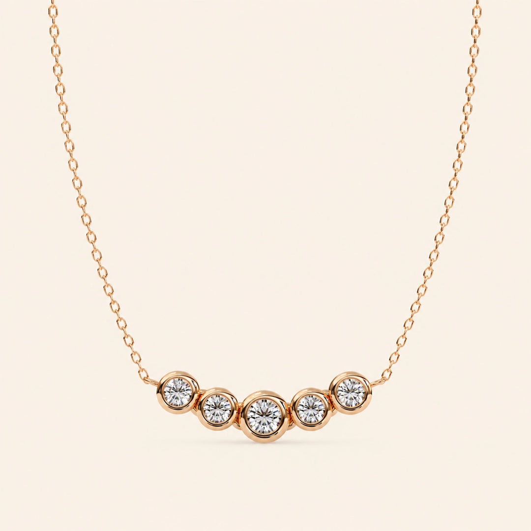 Front View Of Five Stone Bezel Necklace