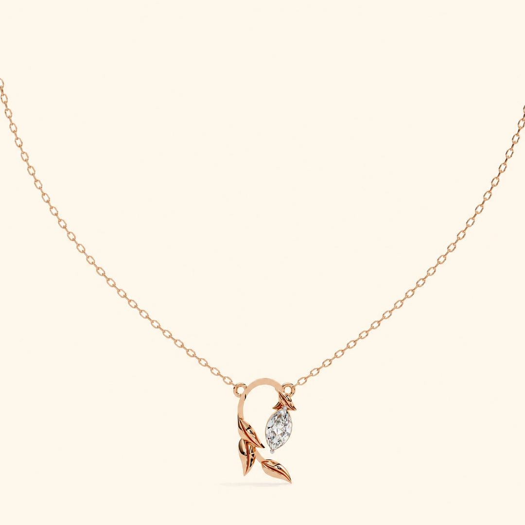 Front View Of Marquise Prong Set Necklace 