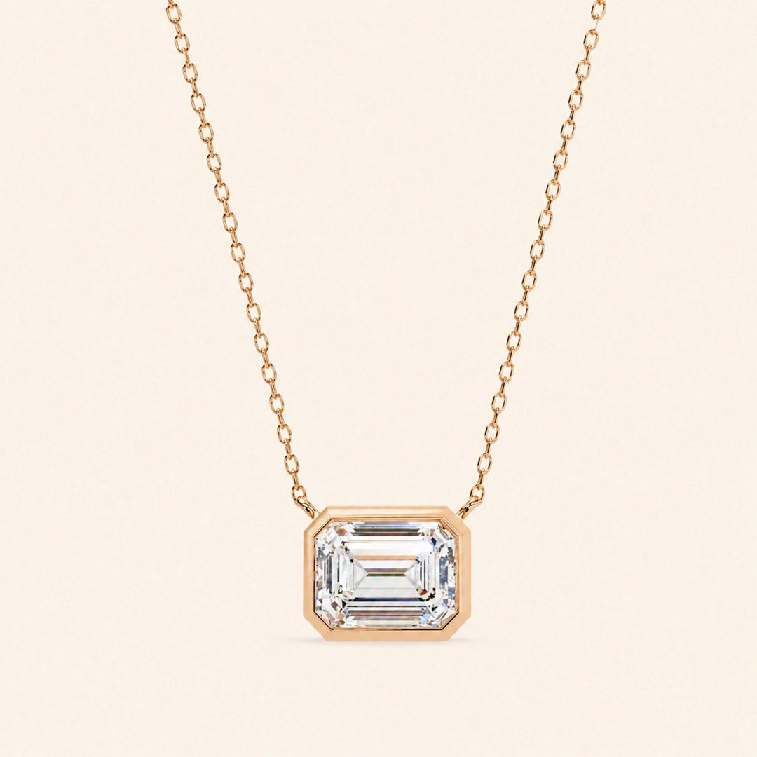 Emerald Cut Bezel Necklace
