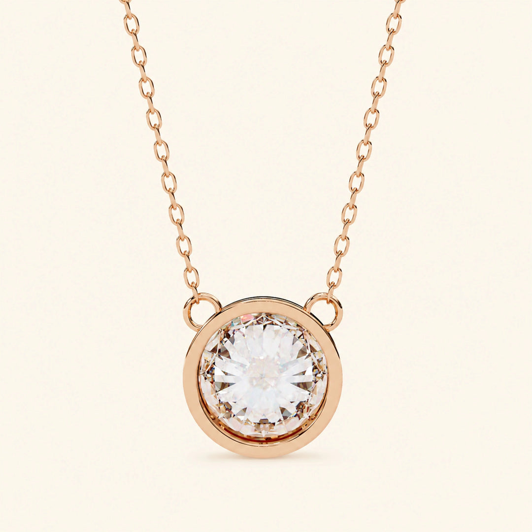 Round Cut Bezel Set Necklace