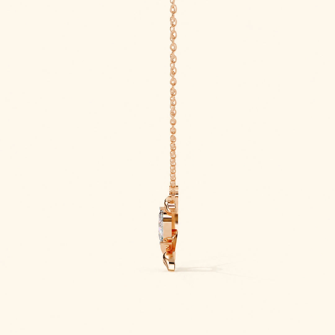 Side View Of Marquise Prong Set Necklace 