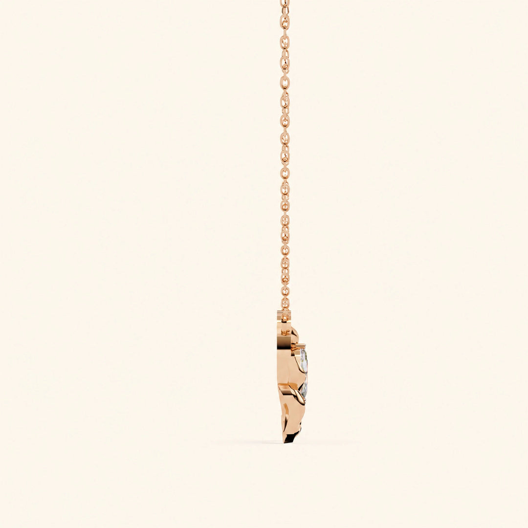Side View Of Marquise Prong Set Necklace 