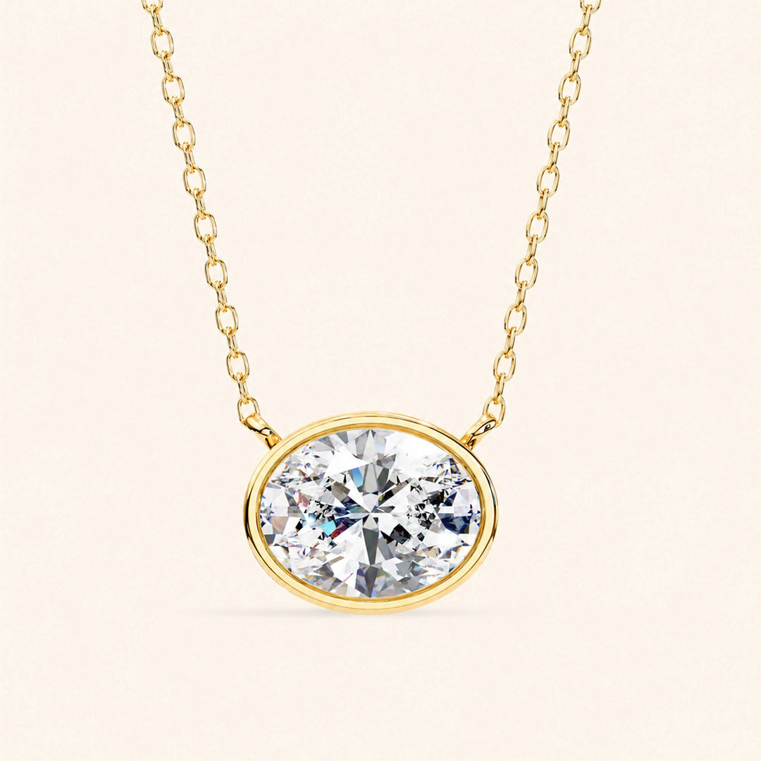 Oval Bezel Set Necklace
