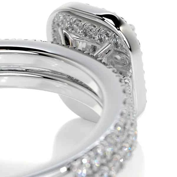 2.50 Carat Radiant Shape Halo Moissanite Bridal Set Ring in Yellow Gold