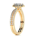 Load image into Gallery viewer, 2.50 Carat Radiant Shape Halo Moissanite Bridal Set Ring in Yellow Gold
